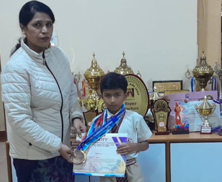 Thanvik of grade 1A has secured the gold medal